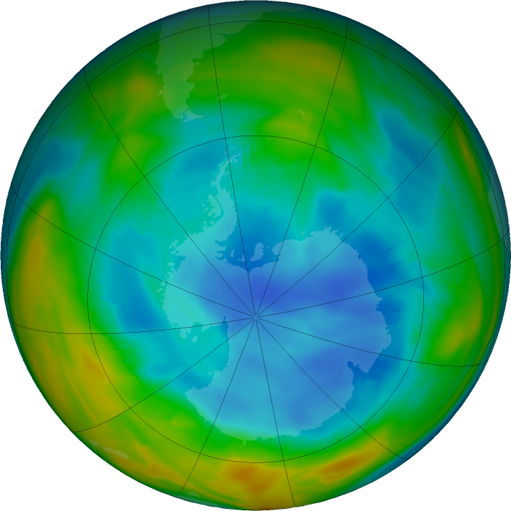 Antarctic ozone map for 02 August 2018